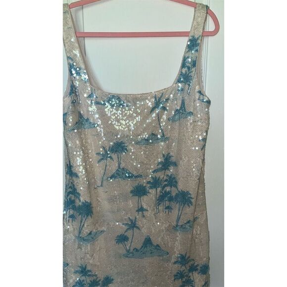 🆕 Gianni Bini x Dannijo Sequin Palm Tree Dress Size 10 Party Cocktail Lined - Picture 6 of 11